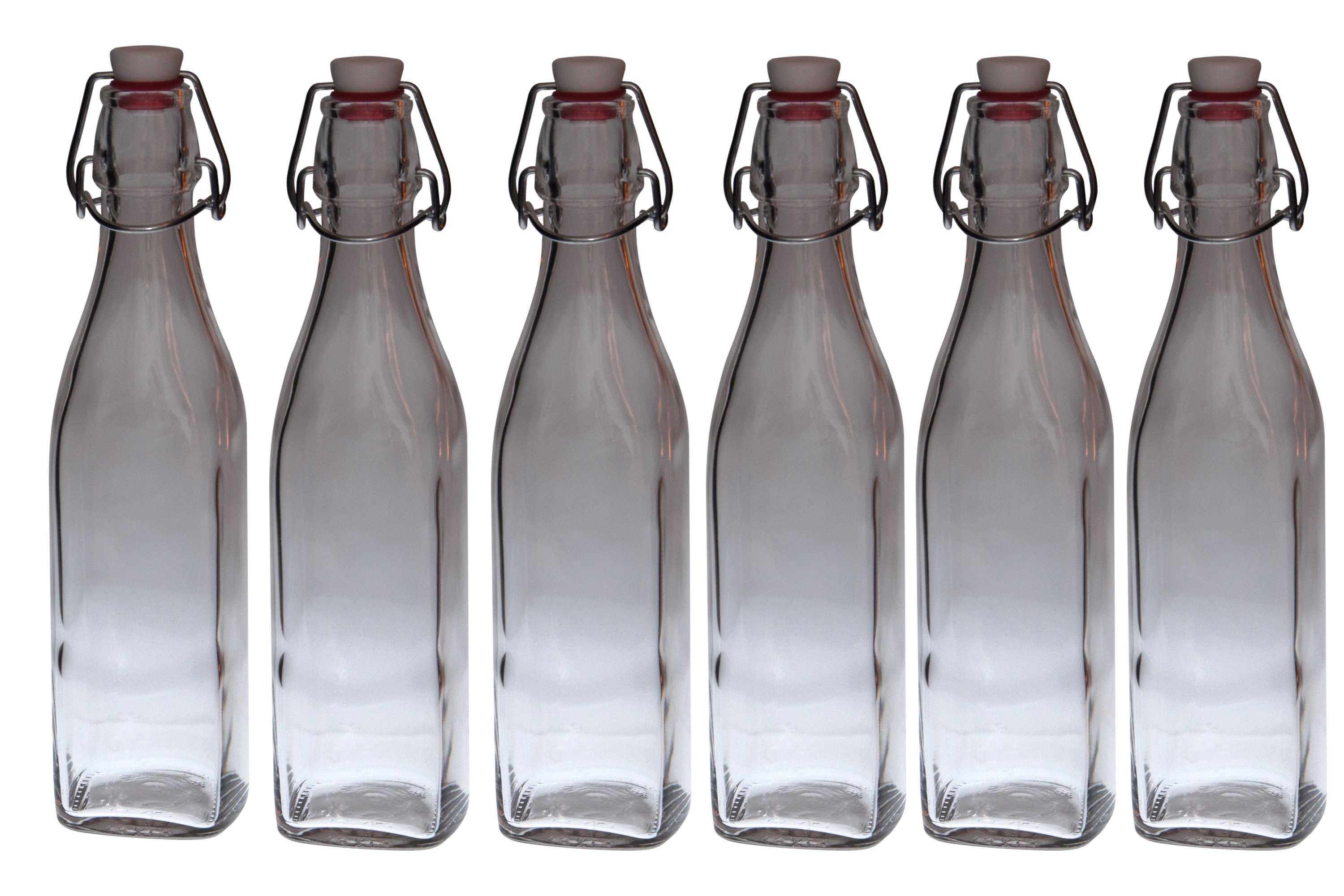 6er Set Glasflaschen Serie Swing mit Bügelverschluss 0,50 Liter Glas