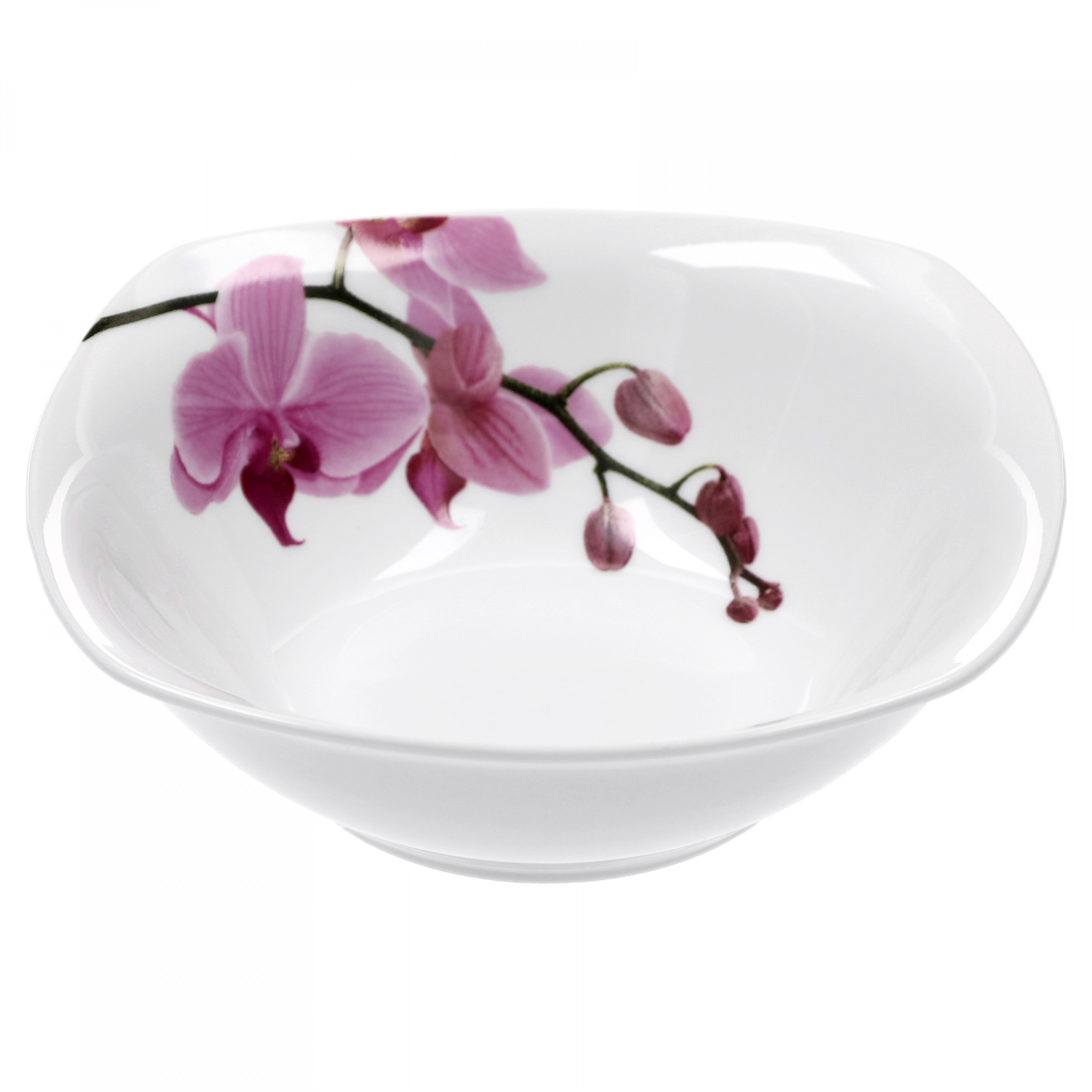 Kombiservice 30-tlg weiß Dekor Geschirr Kyoto Orchidee eckig Porzellan 6 Pers