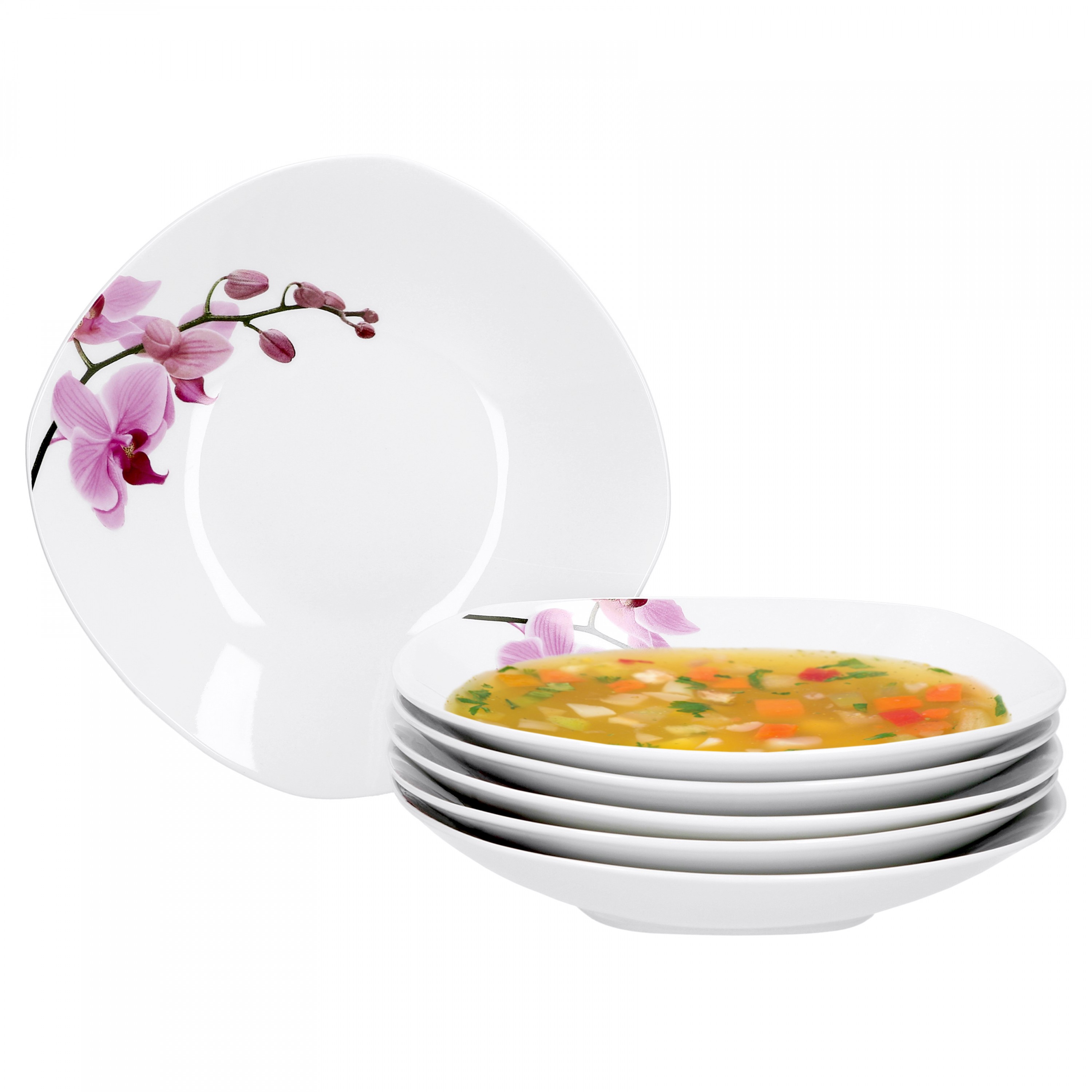 6er Set Kuchenteller Kyoto Orchidee 18,5cm Dessertteller Teller weiß Porzellan
